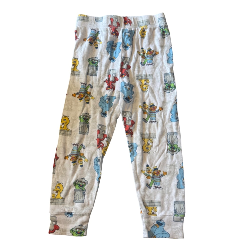 Sesame Street Elmo Cookie Monster Cotton Pajama Pants White 4T